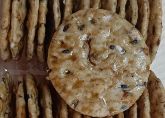 Καμία γεύση σάλτσας σόγιας σουσαμιού χρωματισμού δεν έψησε τα τριζάτα πρόχειρα φαγητά κροτίδων ρυζιού όλη η ηλικία